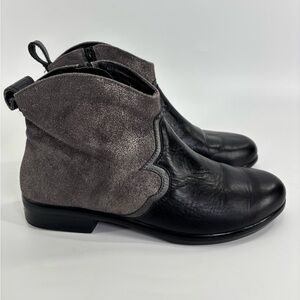 Naot Sirocco leather boots 41 Black Madras/ Gray shimmer western inspired